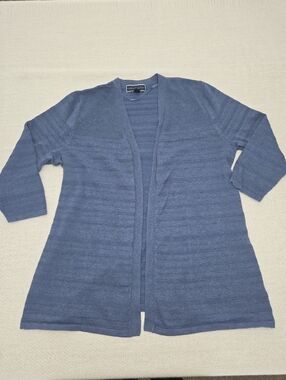 Karen Scott Light Blue Open-Front Knit Cardigan
